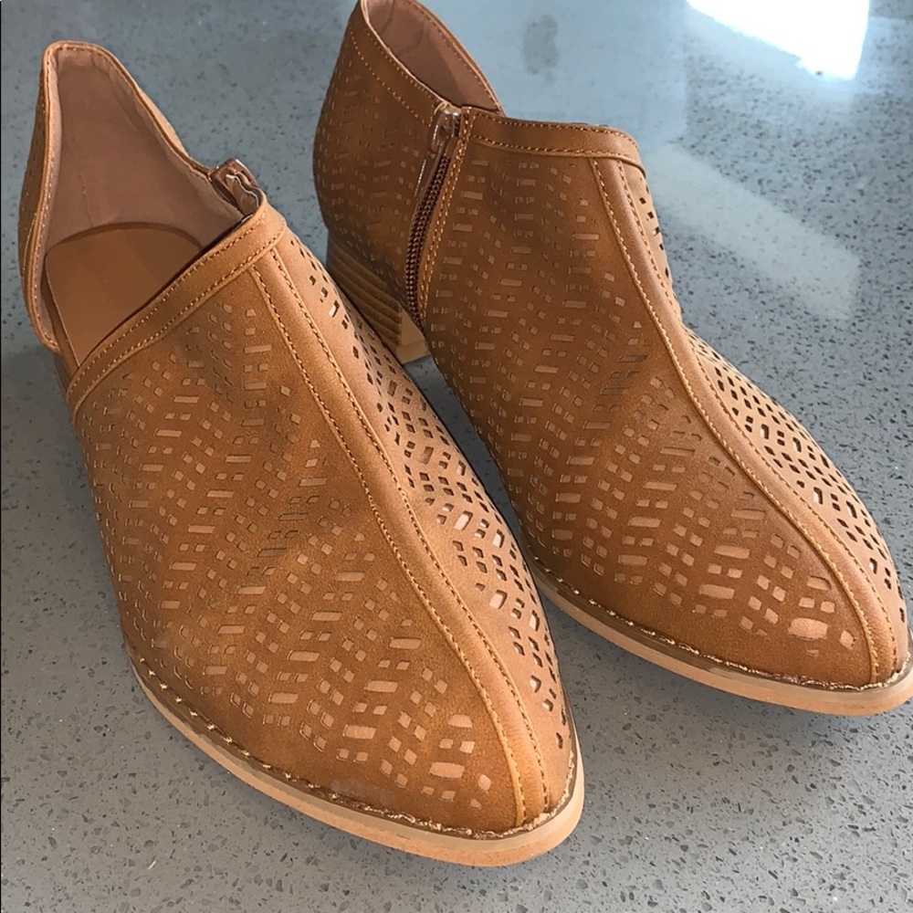 Laser-cut Faux Suede Bootie